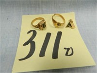 10kt, 8.3gr. Yellow Gold Class Rings & an "A"