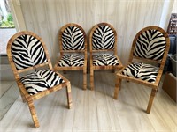 Rattan Chairs with Faux Zebra Upholstery