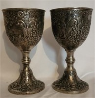 Pair of Vintage Metal Stemmed Cups