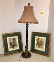 Lamp and 2 Floral Prints
