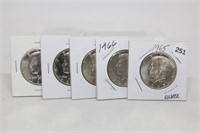 1965,66,67,68 D, 69 D Silver Half Dollars