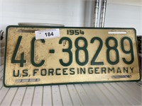1954 US FORCES IN GERMANY LICENSE PLATE - RARE