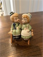 Vintage Girl and Boy on Bench S&P Shakers