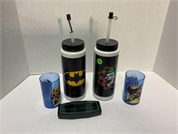 Batman and Joker water thermoses and cups