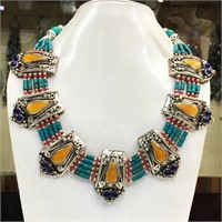 Tibet Natural Stone Tribal Queen Royal Necklace