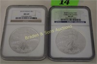 US 2009 AND 2010 NGC GRADED MS69 SILVER AMERICAN