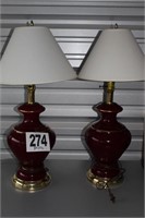 (2) Burgundy Table Lamps (U241)