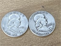 1951s, 52s SILVER FRANKLIN 1/2 DOLLAR COINS