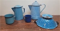 5pcs blue speckled graniteware