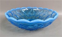 Fenton Satin Blue Opalescent Glass Bowl