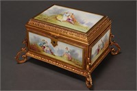 Beautiful French Painted Jewellery Casket and