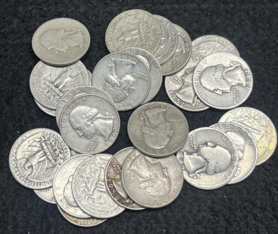 (25) Silver Washington Quarters