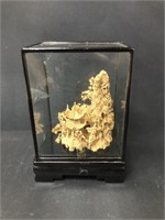 Carved Cork wood in display case - beautiful!!!