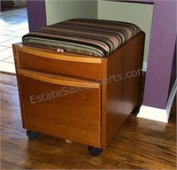 File Cabinet on Wheels with Upholstered Top Note: