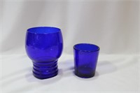 Lot of 2 Cobalt Blue Glass Containers