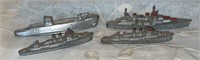 (4) 1940-50's Tootsie Toys Die Cast Battleships