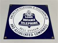 Early Porcelain American Telephone Sign.