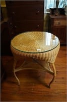 Wicker Table w/Glass Top ~ Some Condition Issues
