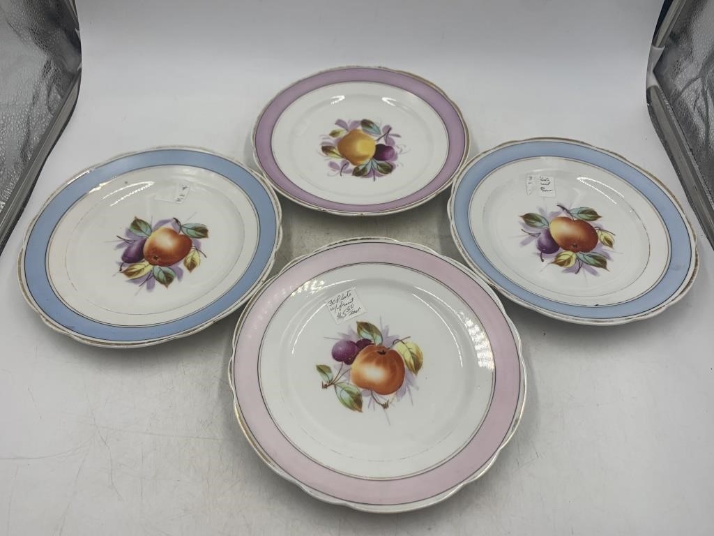 -4 vintage KPM porcelain salad plates with