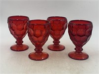 4 vintage Ruby red goblets