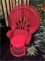 ORNATE RED "PEACOCK" STYLE CHAIR - MADE IN INDIA