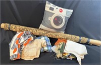 1800s Tapestry; 1930s quilt; Lecia camera pillow