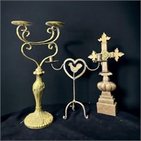 Pair of Candle Holders w/ Cross