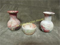 meyer pottery texas swirl ware lot of 3 pcs