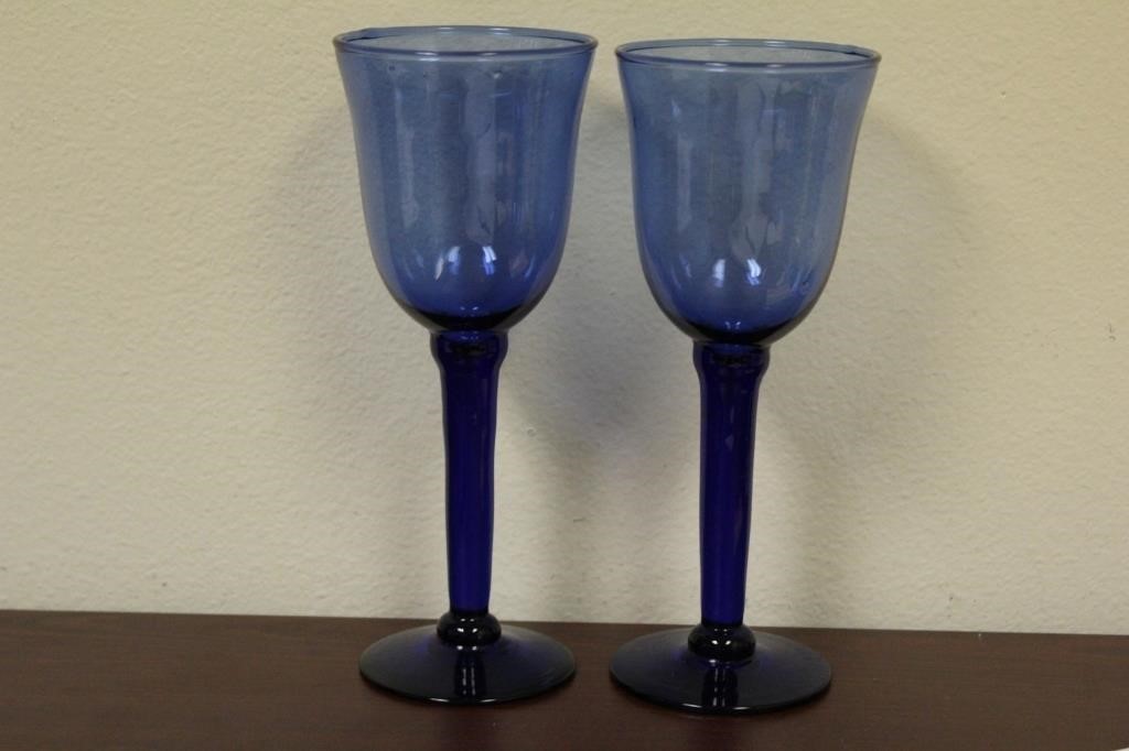 A Pair of Blue Glass Goblets