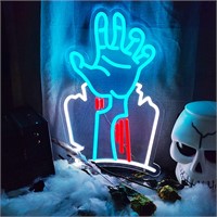 Halloween Neon Sign Tombstone Zombie Hand Decor