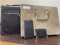 4 pcs 2 Attache Cases, Leather Wallet,