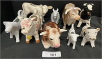 Ceramic Cow & Donkey Creamers, Cow Figure.