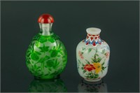 2 Pc Chinese Peking Glass Snuff Bottles