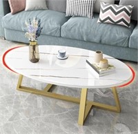 WHITE AND GOLD MARBLE STYLE COFFEE TABLE 40x20IN
