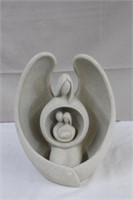 Sandstone angel with family in heart, 8,25 X 10"H