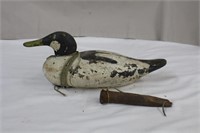 Carved decoy, normal wear for age, 13.5 X 5.25"H