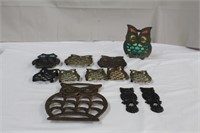 Metal owl trivets and spoon rests
