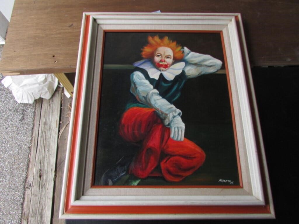 oil on canvas clown picture by Navarro