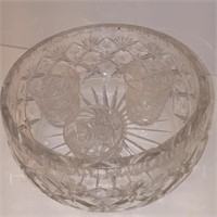 Round 7" Sawtooth Cut Crystal Etched Bowl & 3