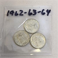 SILVER Roosevelt Dime LOT 1962 1963 & 1964