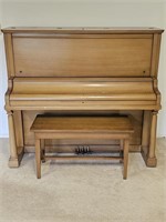 Vintage Upright Piano w/ Matching Bench