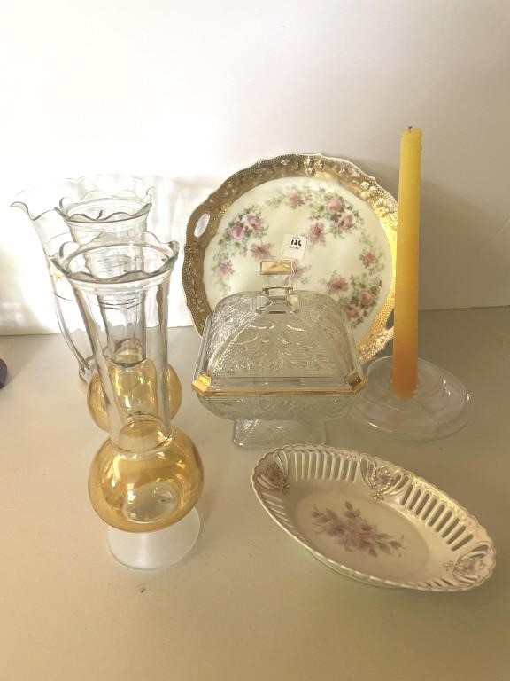 CERAMIC DECORATIVE PLATE, VASES, PITCHER, ETC.