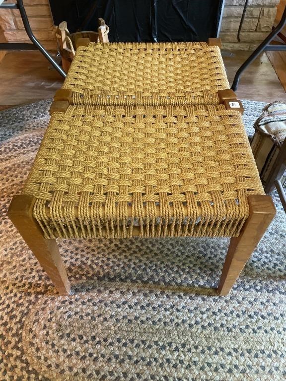 WOVEN TOP, WOODEN LEG STOOL - 2 TIMES BID