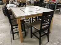 54x36x54 Inch High Table w/ 6 Stool Chairs