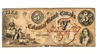 Colonial Bank of Canada 1859 Five Dollars