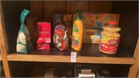 Shelf lot of food and tea bags