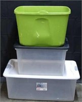 Lot of 3 Totes- 2 with Lids and 1 with no Lid