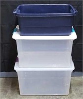 Lot of 3 Totes- 2 with Lids and one with no Lid