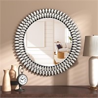 YOAYO Decorative Wall Mirror, Silver Crystal Mirro