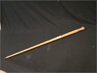 34" vintage oak walking stick with brass top